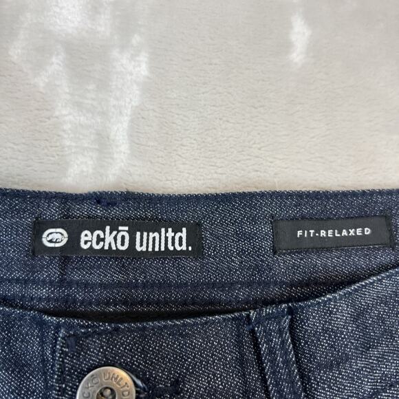 Ecko Unltd Jeans Mens 34x34 Blue Denim Relaxed Fit Loose Y2K Grunge Skater - Picture 7 of 11